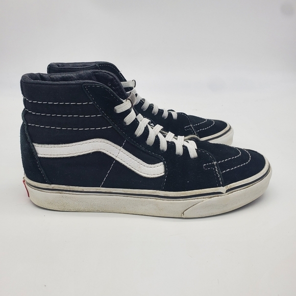 Vans Shoes Mens 5 Womens 6.5 Sk8 Hi Skateboarding Sneakers Black Suede Lace Up - Picture 8 of 14